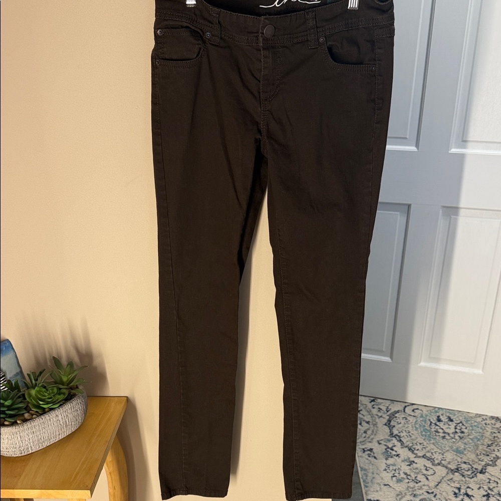 Inc brown denim skinny regular fit pants